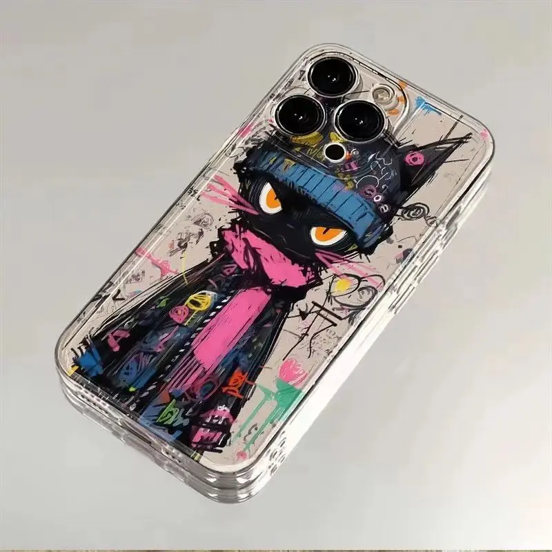 Funda de teléfono Graffiti Cool Black Cat para Samsung S24 S23 S22 S21 S20 S10 FE Note20 Note10 Plus Ultra Lite 5G, funda suave de TPU de lujo