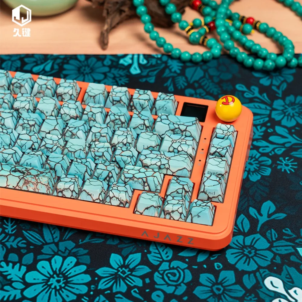 Juego de teclas de fissuras turquesas para Wooting, cerámica, 137 teclas, teclas de perfil de cereza artesanal, teclado mecánico, accesorio de juego - imagen 3