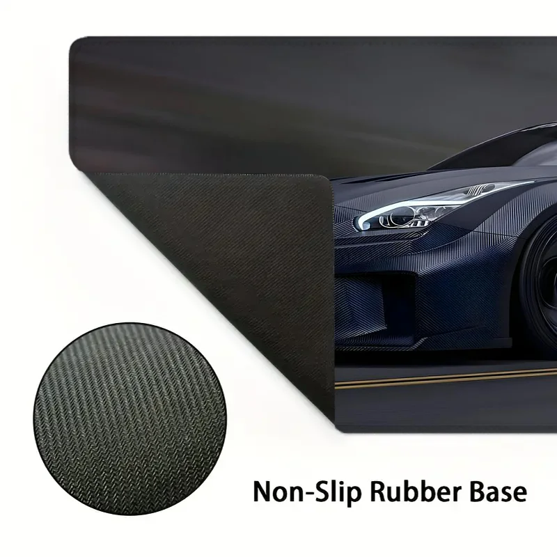 Alfombrilla de ratón grande para coche deportivo de carreras, color negro, 900x400MM, borde cosido de goma, accesorio de escritorio XXL para el hogar y la Oficina para entusiastas del coche - imagen 3