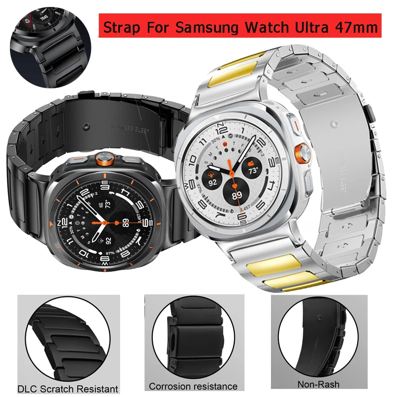 Correa de acero inoxidable para Samsung Galaxy Watch Ultra 47mm pulsera de repuesto sin huecos para Samsung Galaxy Watch 7 Ultra 47mm - imagen 2