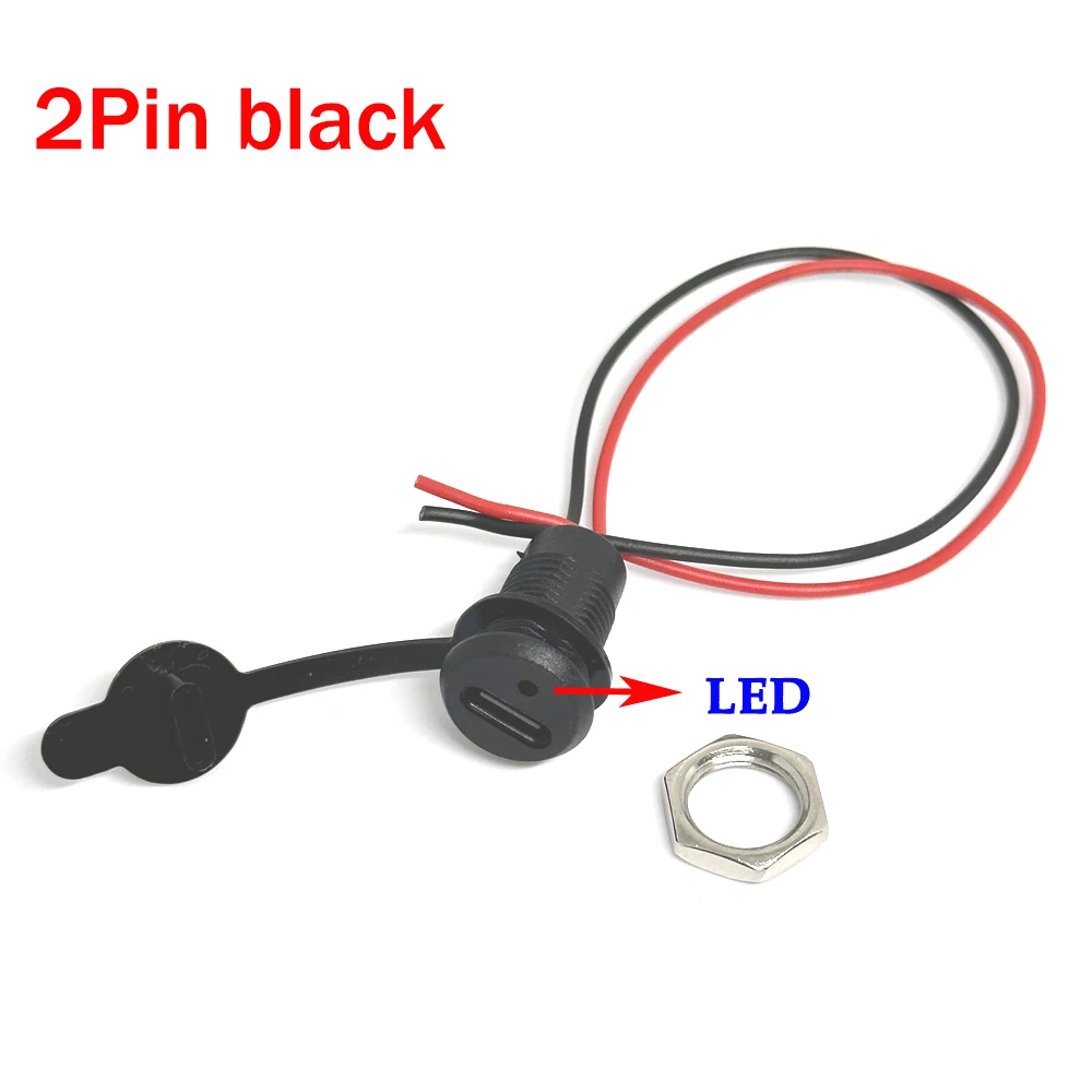 Luz LED de 2 pines USB tipo c conector impermeable tuerca de bloqueo enchufe hembra interfaz de carga de soldadura - imagen 5