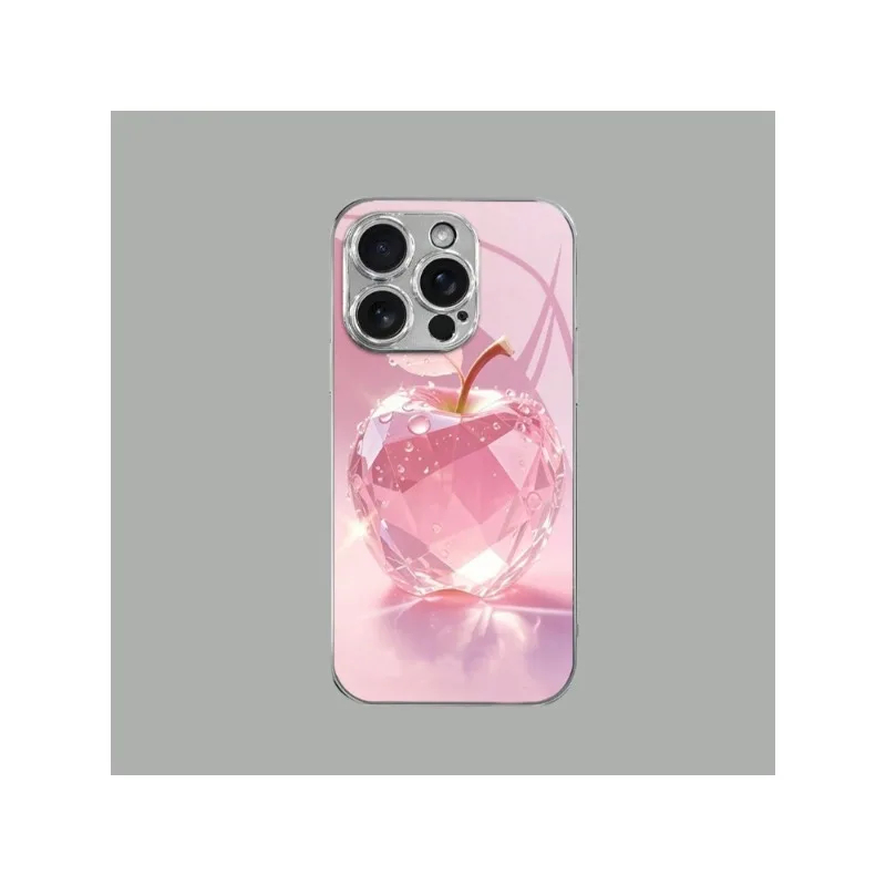 Cristal transparente Apple rojo hermoso patrón precioso chapado en vidrio para iPhone funda para 11/12/13/14/15/16/17 Pro MAX - imagen 5