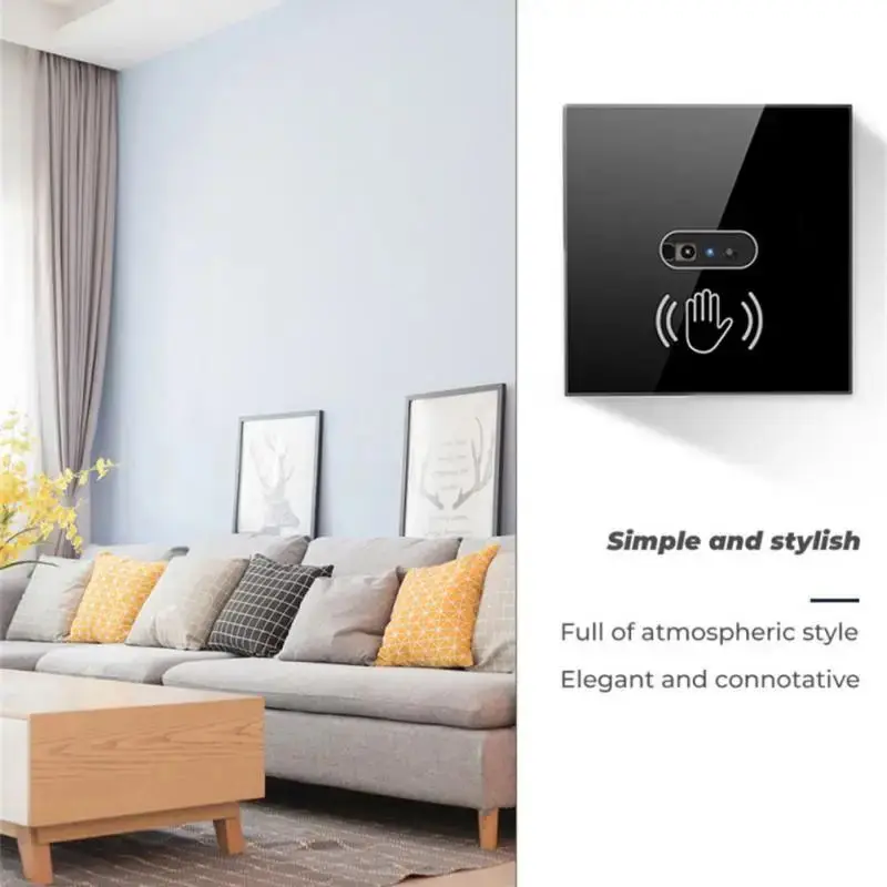 Interruptor de luz inteligente de pared, Sensor infrarrojo IR, No necesita contacto, Panel de pantalla de cristal de la UE, energía eléctrica, lámpara de encendido y apagado automático