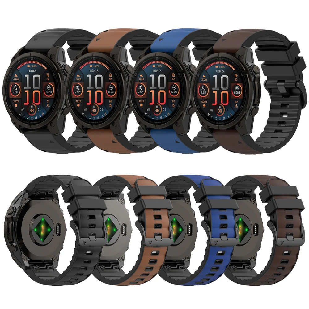 Bandas de liberación rápida de cuero + silicona 22mm 26mm para Garmin Fenix 8 Pro E 7 7X 6 6X Forerunner 970 965 955 Enduro 3 Tactix 8 Correa - imagen 4