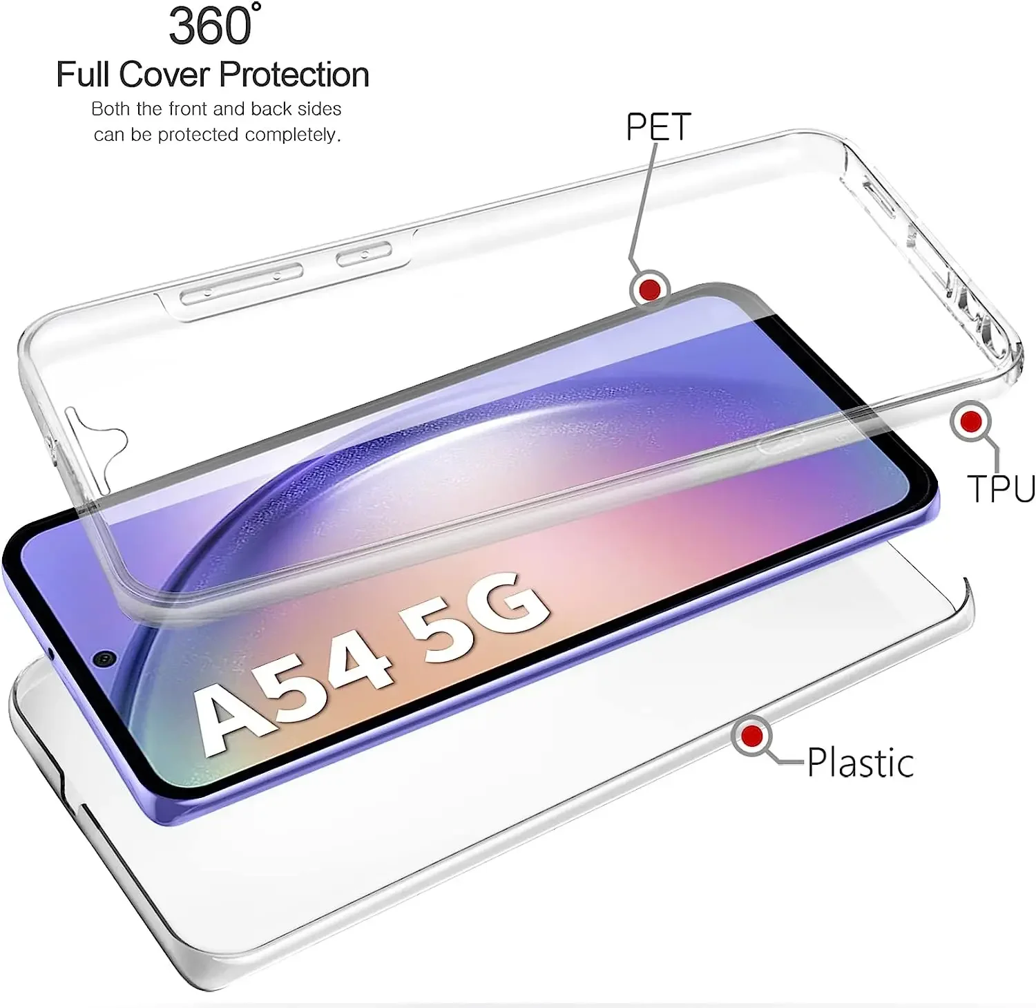 Funda transparente de silicona de protección completa 360 para Samsung Galaxy S24FE A56 A36 A16 A06 A26 A55 A35 A05S A54 A34 A24 cubierta transparente - imagen 2