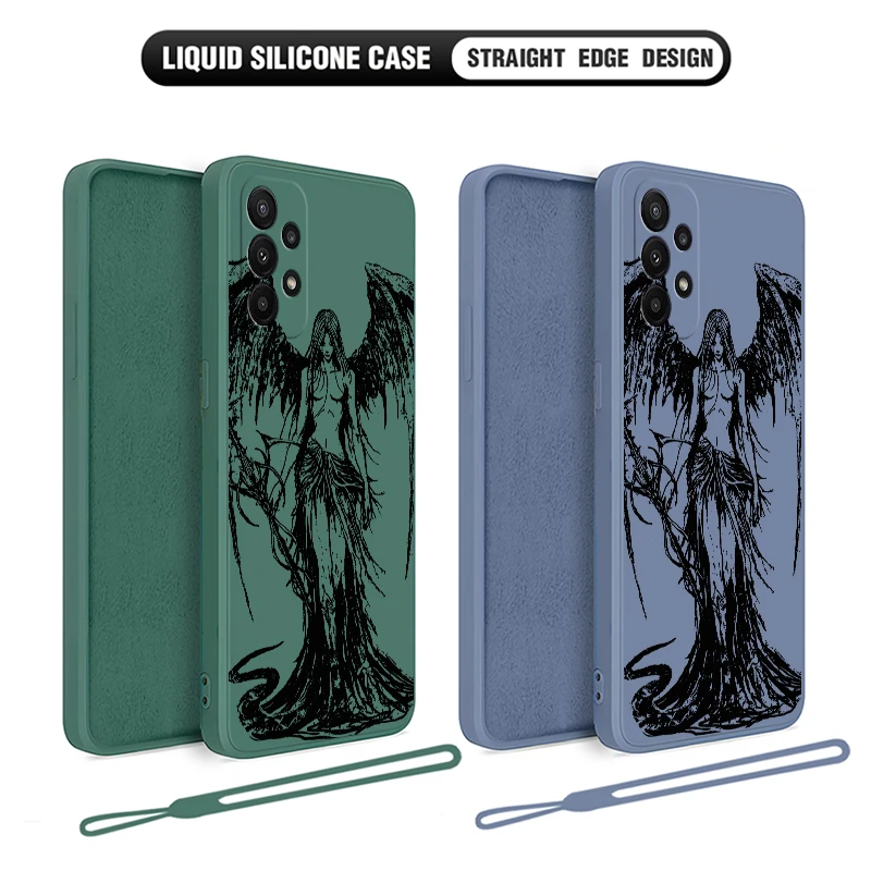 Funda divertida de Ángel Punk Retro con correa de mano para Samsung, A54, A34, A73, A53, A33, A23, A14, A13, A03, A04, A72, A52, A32, A22, A71, A51, 4G, 5G