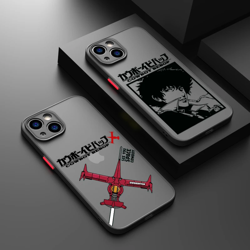 Funda de teléfono de Anime Cowboy Bebop para Apple iPhone 15 14 13 12 11 XS Mini Pro Max 8 XR X mate translúcido esmerilado