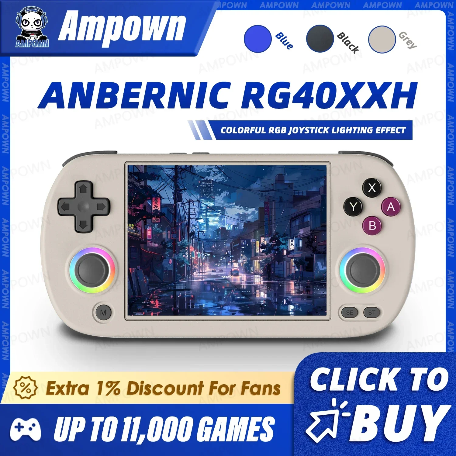 ANBERNIC-consola de juegos portátil RG40XX H, pantalla de 4 pulgadas, sistema Linux, Joystick, efecto de iluminación RGB, reproductor de vídeo RG40XXH, consola Trimui - imagen 2