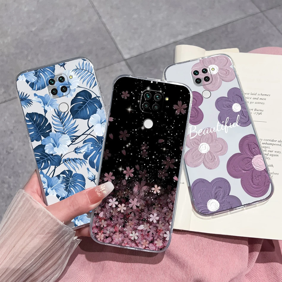 Para Redmi 10X Pro 4G 5G Funda con patrones de flores de la suerte Funda de teléfono antideslizante transparente para Redmi10X parachoques de silicona TPU suave y delgado - imagen 2