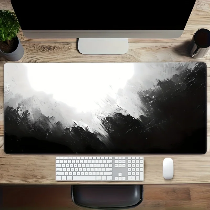 Alfombrilla de ratón con pintura al óleo en blanco y negro, accesorios de escritorio de PC antideslizantes de goma grande, alfombrilla para decoración de teclado de oficina y jugadores - imagen 3