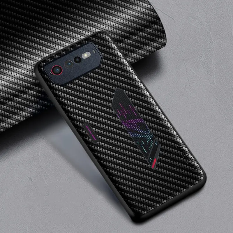 Funda delgada a prueba de golpes de fibra de carbono para Asus ROG Phone 7 6, funda protectora antideslizante de cuerpo completo para teléfono