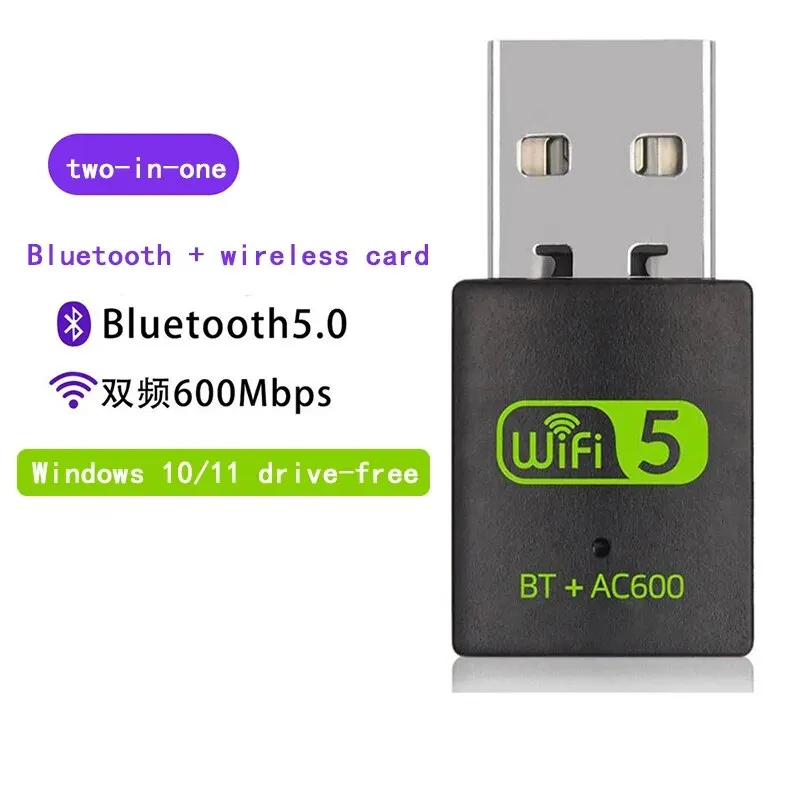Unidad de tarjeta de red inalámbrica de doble banda de 600M, receptor de ordenador de alta velocidad 5G gratuito, Usb Bluetooth5.0 Wifi 2 en 1 - imagen 3