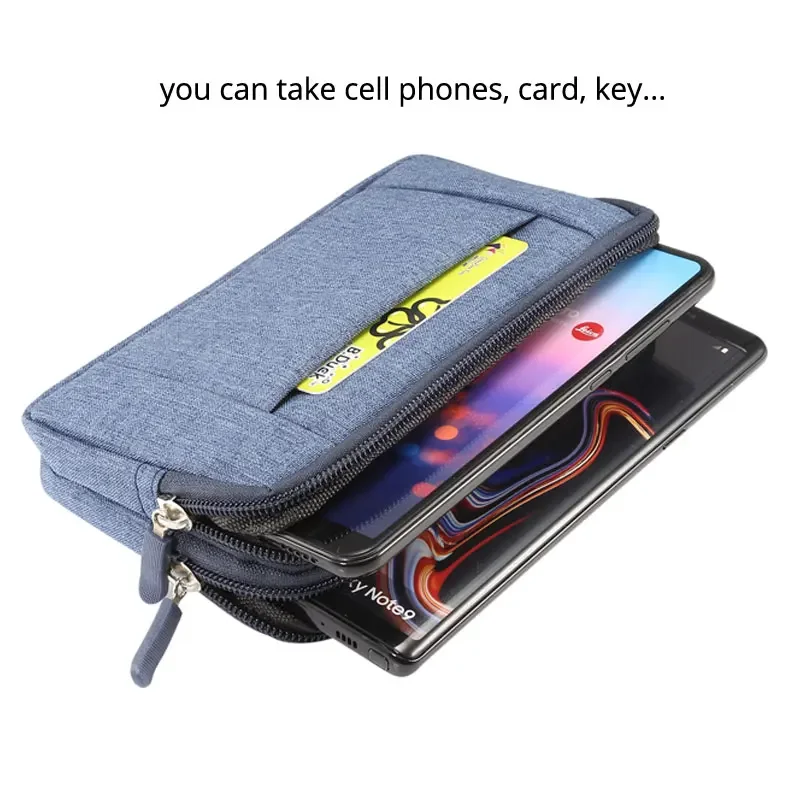 Funda de teléfono informal con Clip para cinturón, funda de nailon con cremallera para cintura, riñonera deportiva para correr al aire libre, bolsa tipo billetera para iPhone 16 15 13 12 11X8 - imagen 2