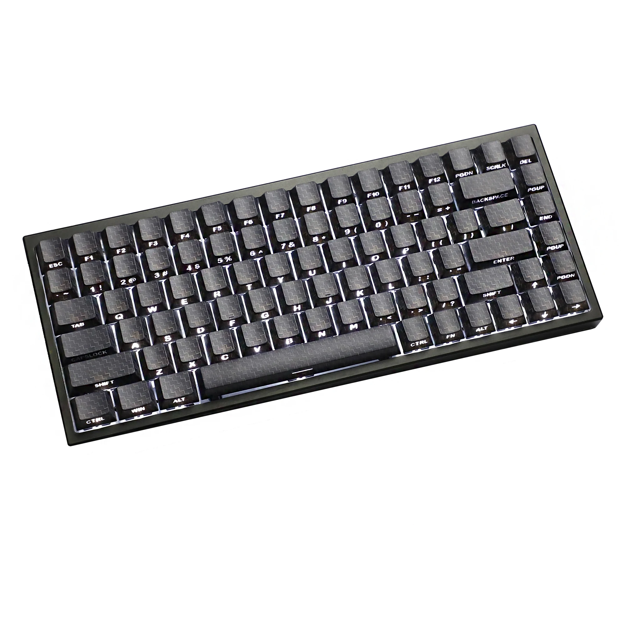YMDK 100 teclas con textura de fibra de carbono, teclas personalizadas con perfil de cereza PBT lateral negro para teclados mecánicos MX 61/64/68/84/87 - imagen 3