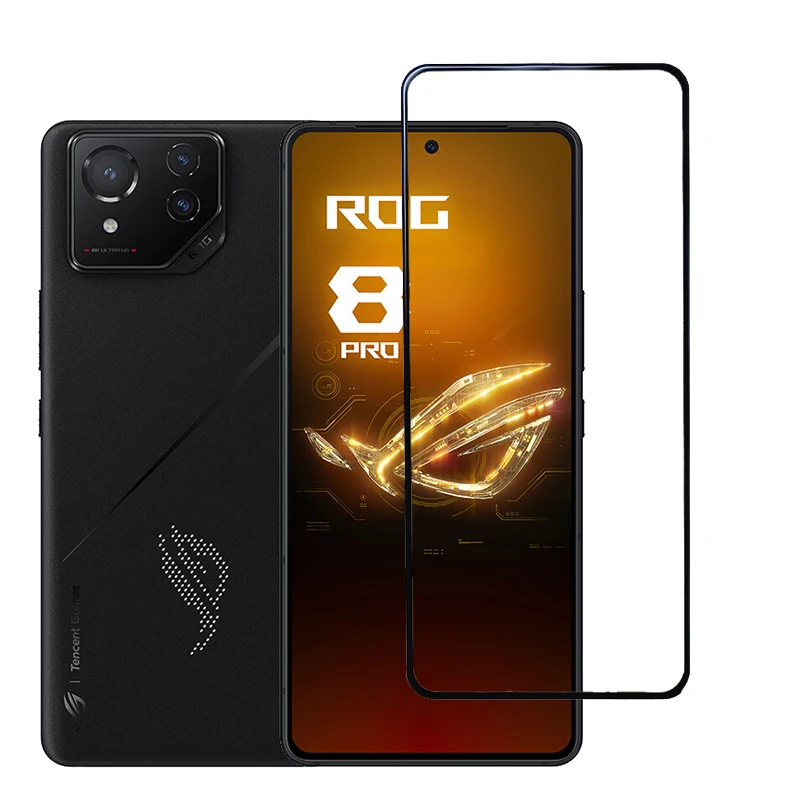 Vidrio templado de borde negro para Asus ROG Phone 8 Pro Rog8 Rog8Pro Protector de pantalla película protectora de vidrio de cubierta completa antiarañazos
