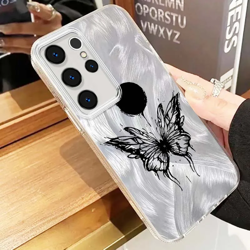 Patrón de mariposa de moda para Samsung Galaxy A25 A24 A23 A22 A21S A15 A14 A13 A12 A06 A05 A04 funda de teléfono con textura de plumas - imagen 2