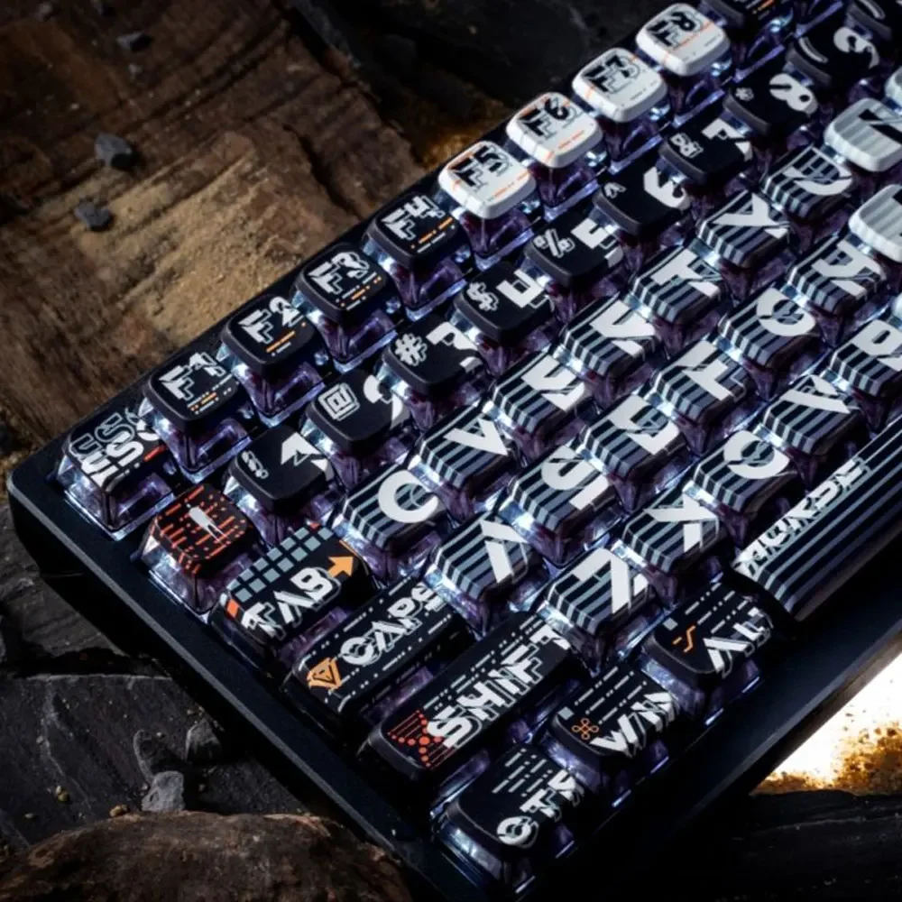 Teclas de teclado de 122 teclas, Teclado mecánico con tema de cifrado Morse, ASA Cherry, PBT altura, sublimación térmica para 61, 68, 75, 87, 130, 104, 108 - imagen 2