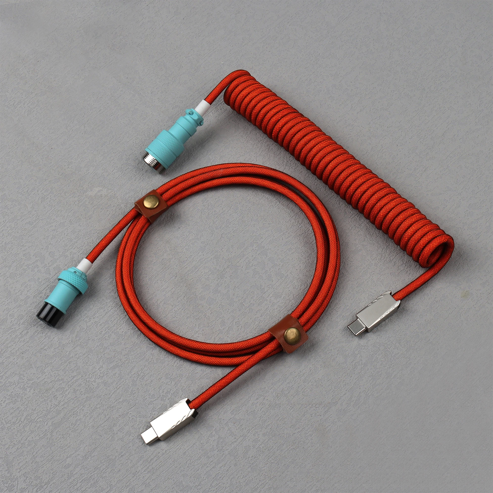 Cable en espiral LANO USB-C a tipo C, teclado de jugador, Cable USB tipo bobina personalizado con conector piloto desmontable - imagen 2