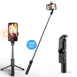 Mini trípode selfie Bluetooth plegable con luz y mando remoto