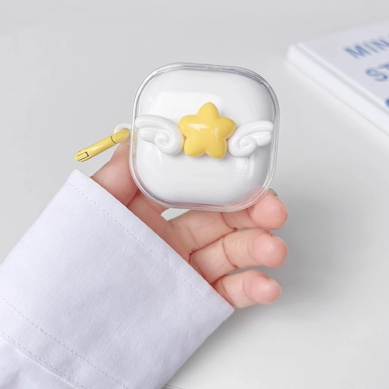 Lindo claro ﻿ Funda anticaída para auriculares Samsung Galaxy Buds 2/Buds2 pro/Buds pro/Buds live/Buds FE con llavero - imagen 3