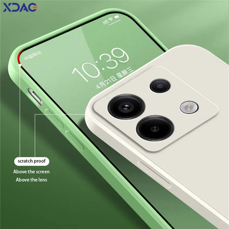 Funda cuadrada de silicona líquida para teléfono Xiaomi POCO X6 Pro 5G 360, funda protectora trasera suave POCOX6 X6Pro, armadura protectora a prueba de golpes - imagen 5