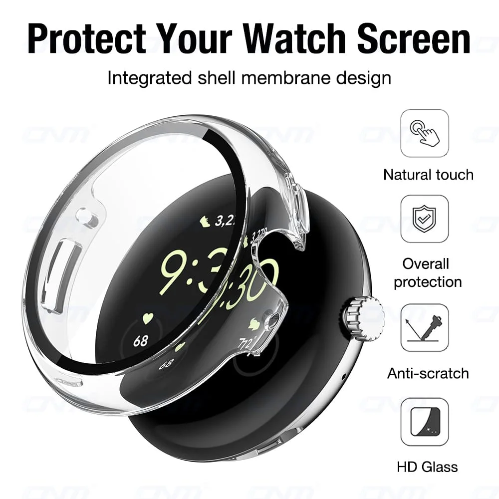 Vidrio + funda para Google Pixel Watch 2, Protector de pantalla de vidrio templado y parachoques protector de PC duro para accesorios de cubierta Pixel Watch2 - imagen 4