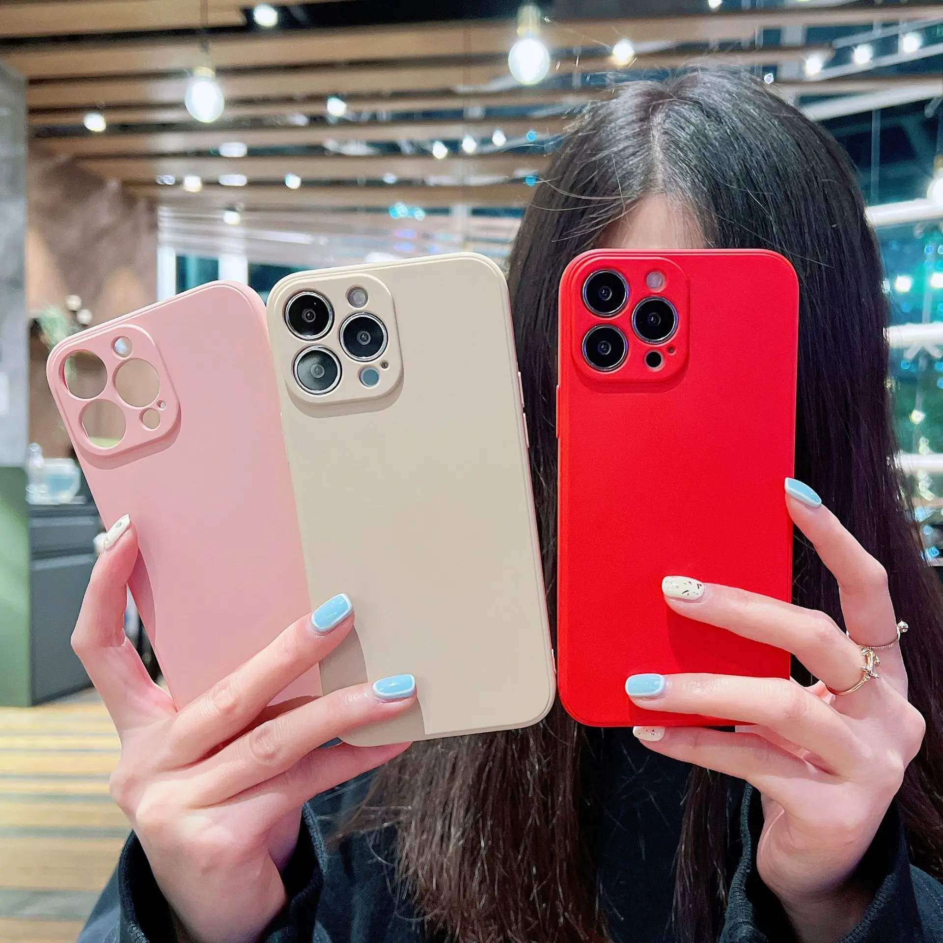 Funda de teléfono para Iphone 14 Plus 11 12 13 Pro Max 13 mini Funda protectora suave de silicona líquida cuadrada de lujo Funda trasera suave - imagen 3