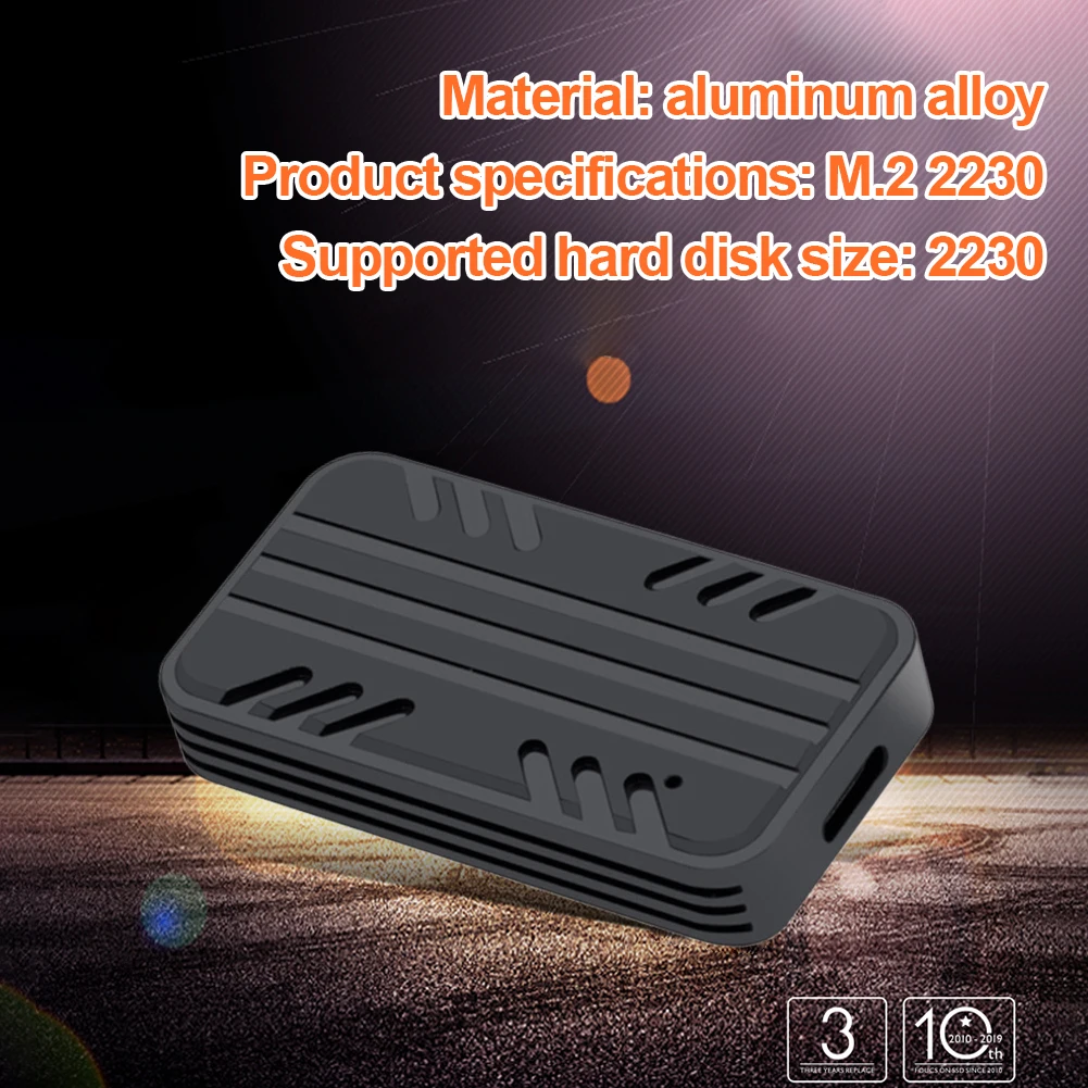 Carcasa de aleación de aluminio para disco duro externo, carcasa de SSD USB3.1, M.2, Gen2, 10gbps, NVME, M.2, protocolo Dual para M.2 2230 SSD - imagen 3