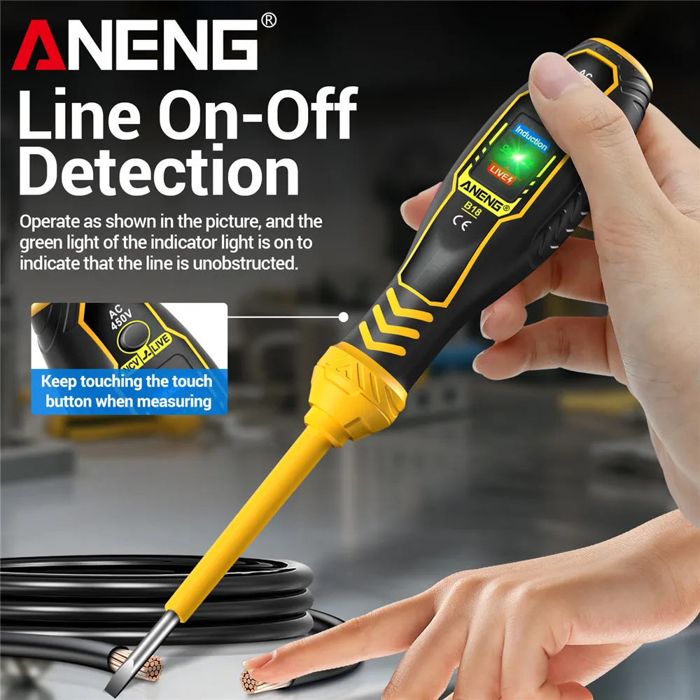 ANENG B18 pluma de prueba de voltaje resaltado palabra/destornillador cruzado multifuncional NCV voltaje inducción electricista probador pluma herramientas - imagen 2