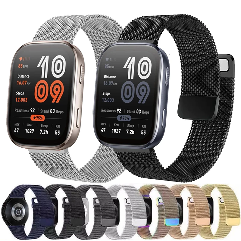 Bucle milanés de 22mm y 20mm para Garmin Bip 6 5 3 3Pro/Active 2 GTR4 3Pro/GTS2 3 4mini correa para Amazfit Balance 2/Cheetah Pro/Square