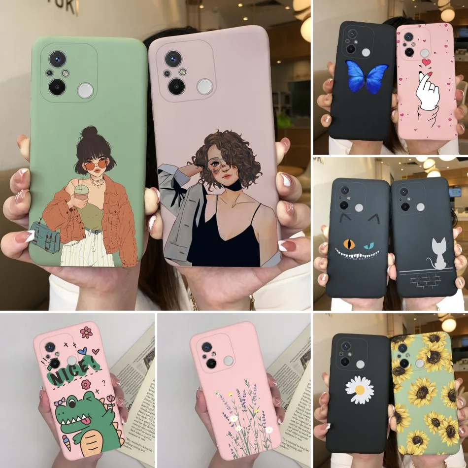 Funda de silicona A prueba de golpes para Xiaomi, cubierta trasera de dibujos animados para Redmi 12C 11A, Poco C55, niña de las flores, Redmi12C 12 C 11 A PocoC55