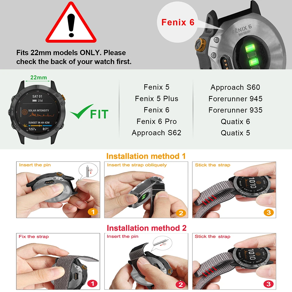 Correa de nailon de 20 22 26mm para Garmin Quatix 8 Fenix 7X 7 Pro 7S Fenix 6X 6 6S 5X 5Plus Tactix 8 7 Forerunner 970 965 955 - imagen 5