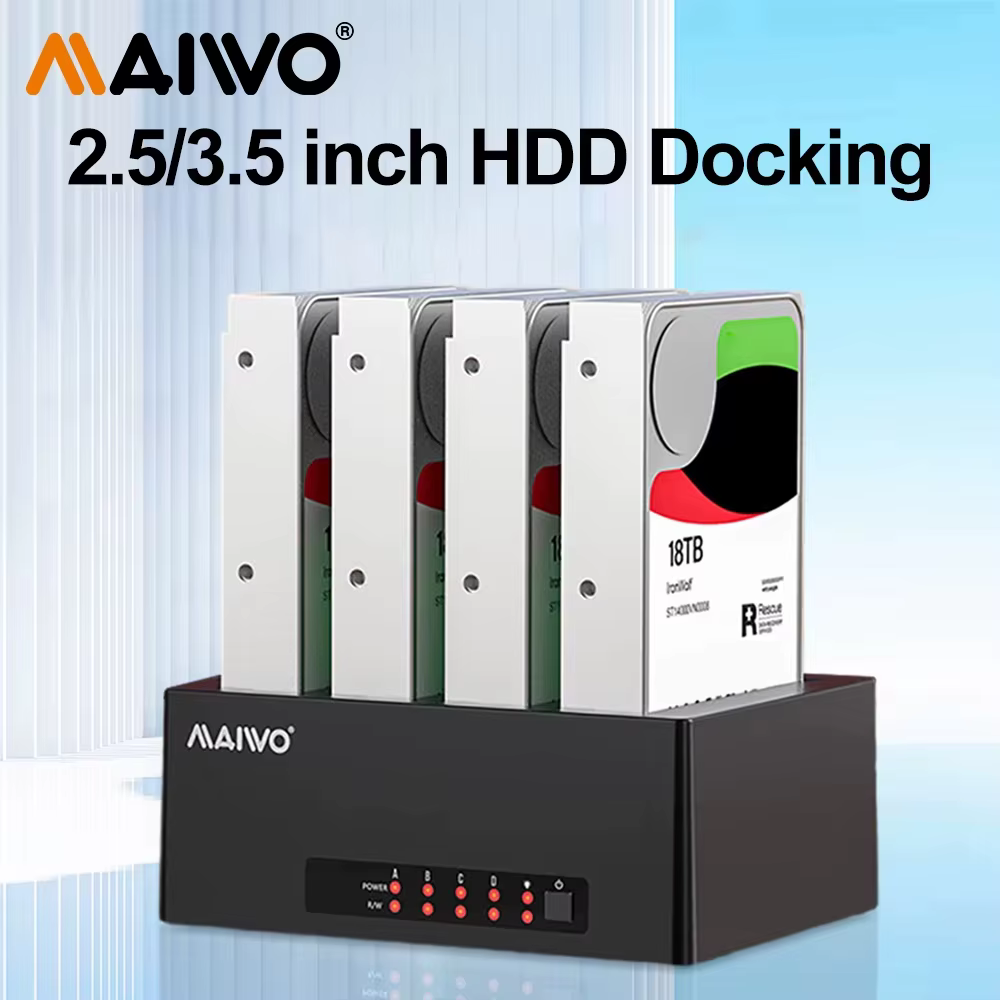 Estación de acoplamiento para disco duro MAIWO, acoplamiento SATA de 4 compartimentos a USB 3,0 HDD para caja de unidad SATA externa HDD/SSDStation de 2,5/3,5 pulgadas - imagen 2