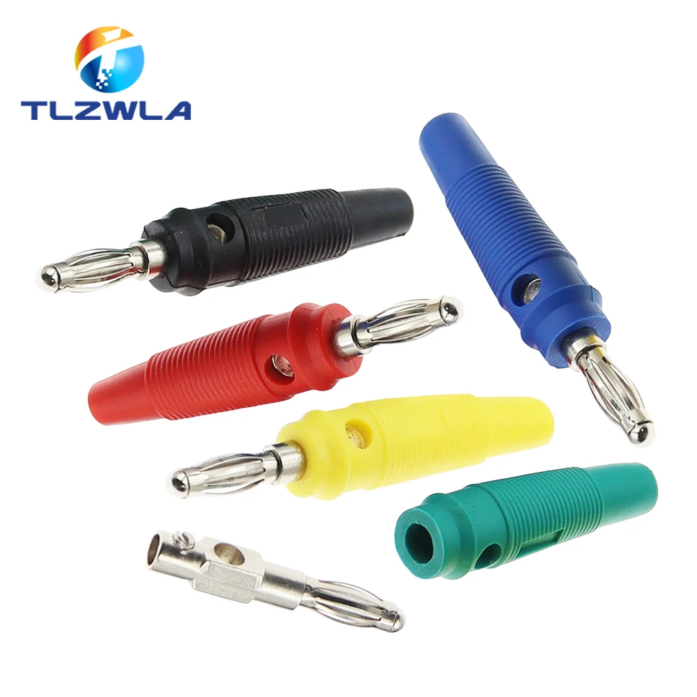 Conector de enchufes Banana de 4MM, 5 uds., altavoz Musical de vídeo sin soldadura, Cable apilable, Pin de Cable, conectores de clavija Banana, Rojo, negro y azul - imagen 3