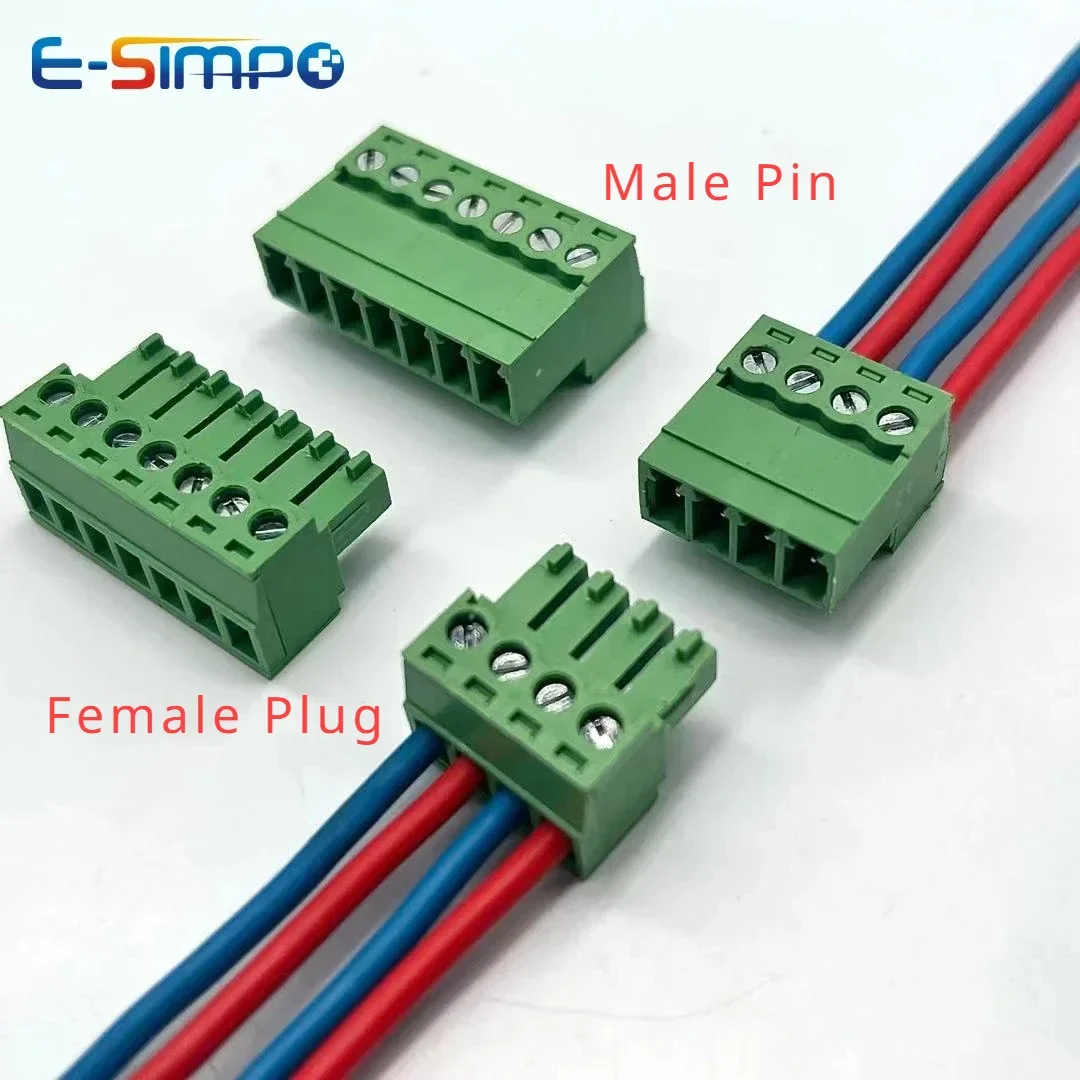 5 pares 2EDGRK 15EDGRK-3.5mm 3,81mm 2-24P enchufe de tornillo de ángulo recto macho + hembra 28-16AWG conector de bloque de terminales de tornillo de cable - imagen 2