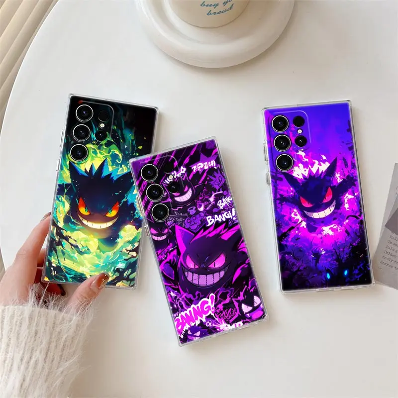 Gengar Pokemons-funda de teléfono de Anime para Samsung Galaxy S25 S24 S23 S22 S20 Ultra S10 S25 Plus S21 FE Note 10 20, funda transparente - imagen 2