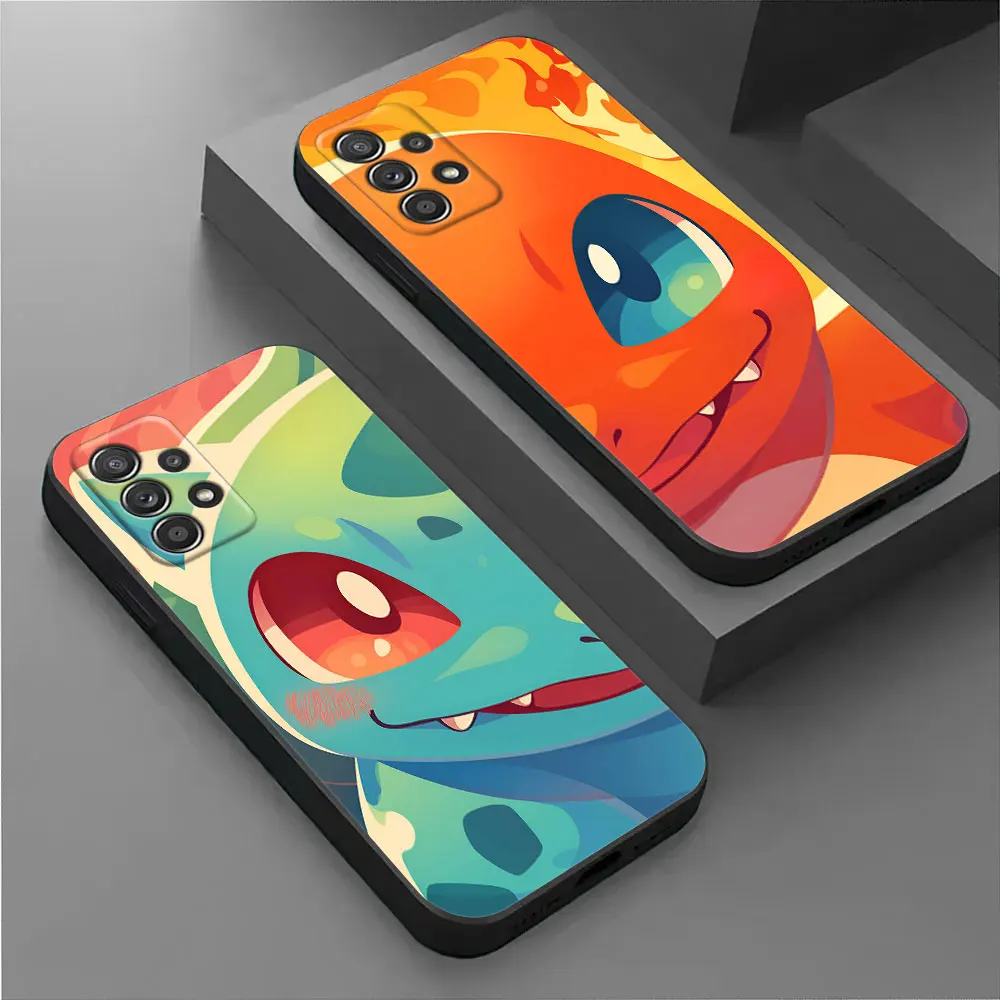 Bulbasaur Charmander funda de teléfono facial Galaxy A56 funda para Samsung A55 A36 A26 A35 A34 A54 A52 A71 A73 A72 A42 A31 A32 A33
