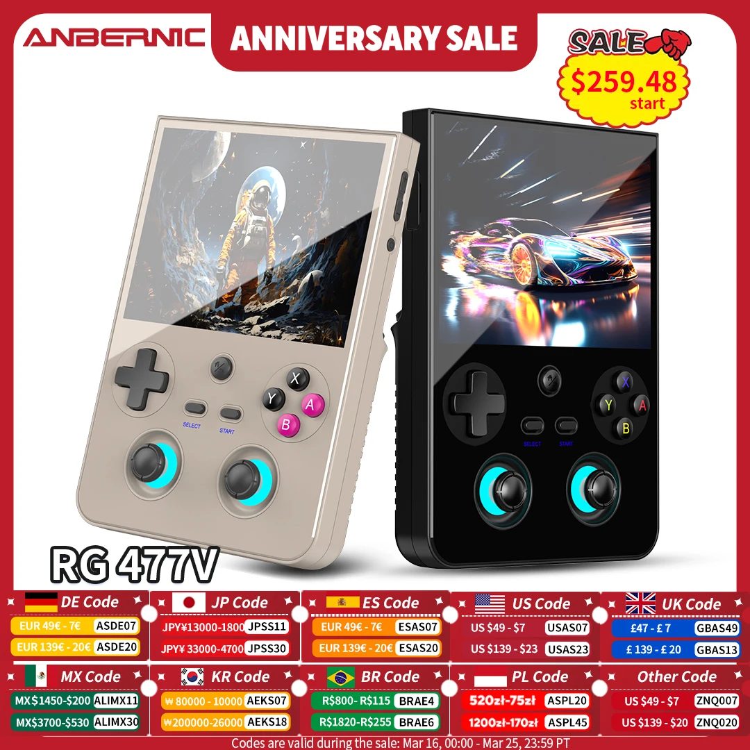 Anbernic RG477V Consola Portátil Android 14 - Pantalla LTPS 4,7" 1080p
