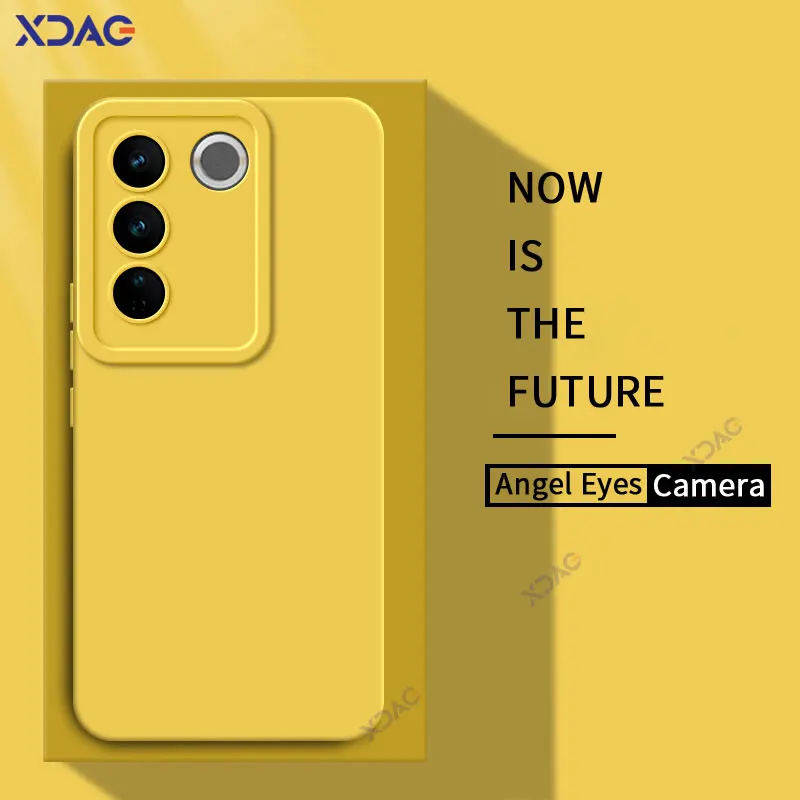 Fundas cuadradas de silicona líquida con ojos de Ángel para VIVO V27 Pro VIVOV27 V27Pro V 27 5G, Fundas protectoras suaves para teléfono para niños y niñas, 360 - imagen 2