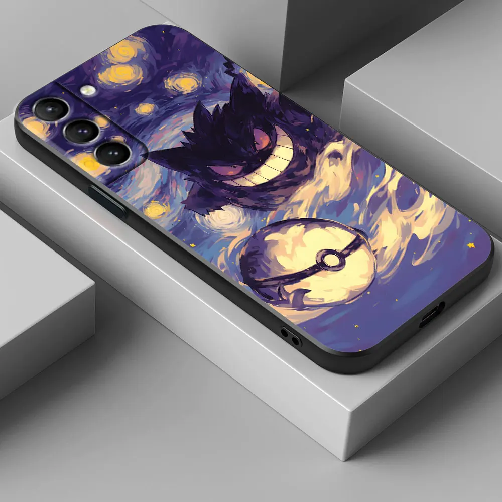 Pikachu Gengar Pokemons cielo estrellado suave S25 funda para Samsung Galaxy S24 S23 S20 S21 FE S22 S25 Ultra S10 Plus cubierta de teléfono negra - imagen 5