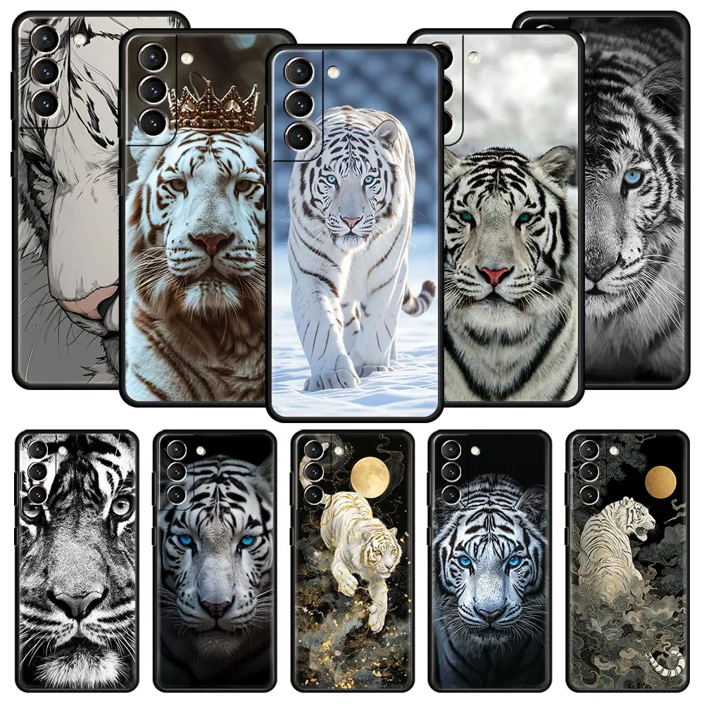 Funda de teléfono Animal tigre blanco para Samsung Galaxy S25 Edge S24 S23 S22 S20 Ultra S21 FE 5G S10 Plus funda suave de TPU