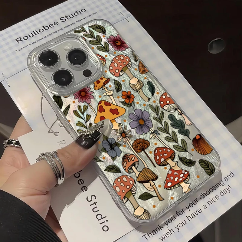 Nueva funda de teléfono con diseño de setas para iPhone 17 16 15 14 13 12 11 Pro Max XS X XR 7 8 Plus 16E 17 Air cubierta trasera de parachoques a prueba de golpes - imagen 4