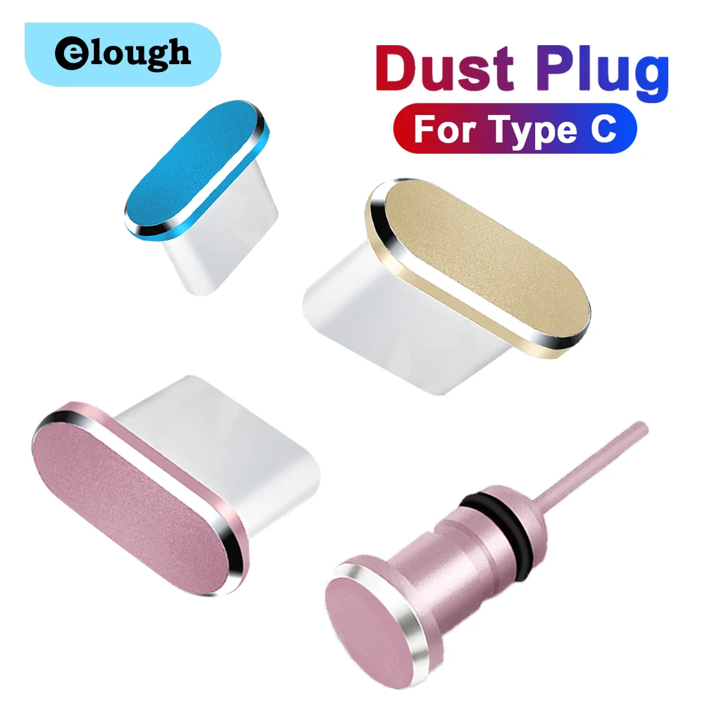 Elough-Juego de tapones antipolvo tipo C de silicona, puerto USB C, anillo de Metal de 3,5mm, Conector de auriculares, Pin de tarjeta Sim para Huawei, Xiaomi, Samsung, Poco - imagen 2
