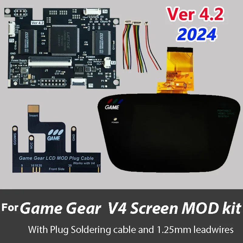 Pantalla LCD OGS todo en uno V-4.2 para SEGA Game Gear GG, soporte de brillo ajustable, kits Mod de salida VGA - imagen 4