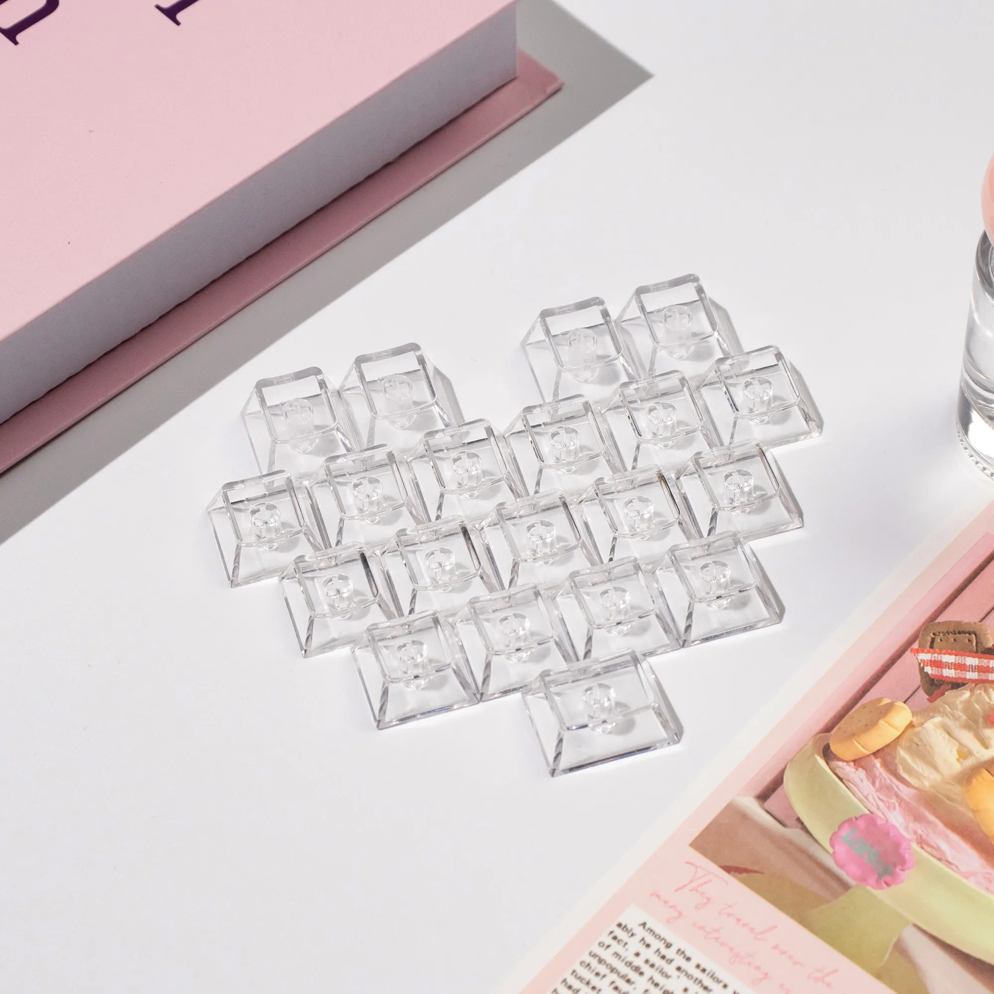 20 piezas de cristal transparente para teclado, teclas personalizadas con corazón de amor, perfil de cereza, UV, PC, DIY - imagen 4
