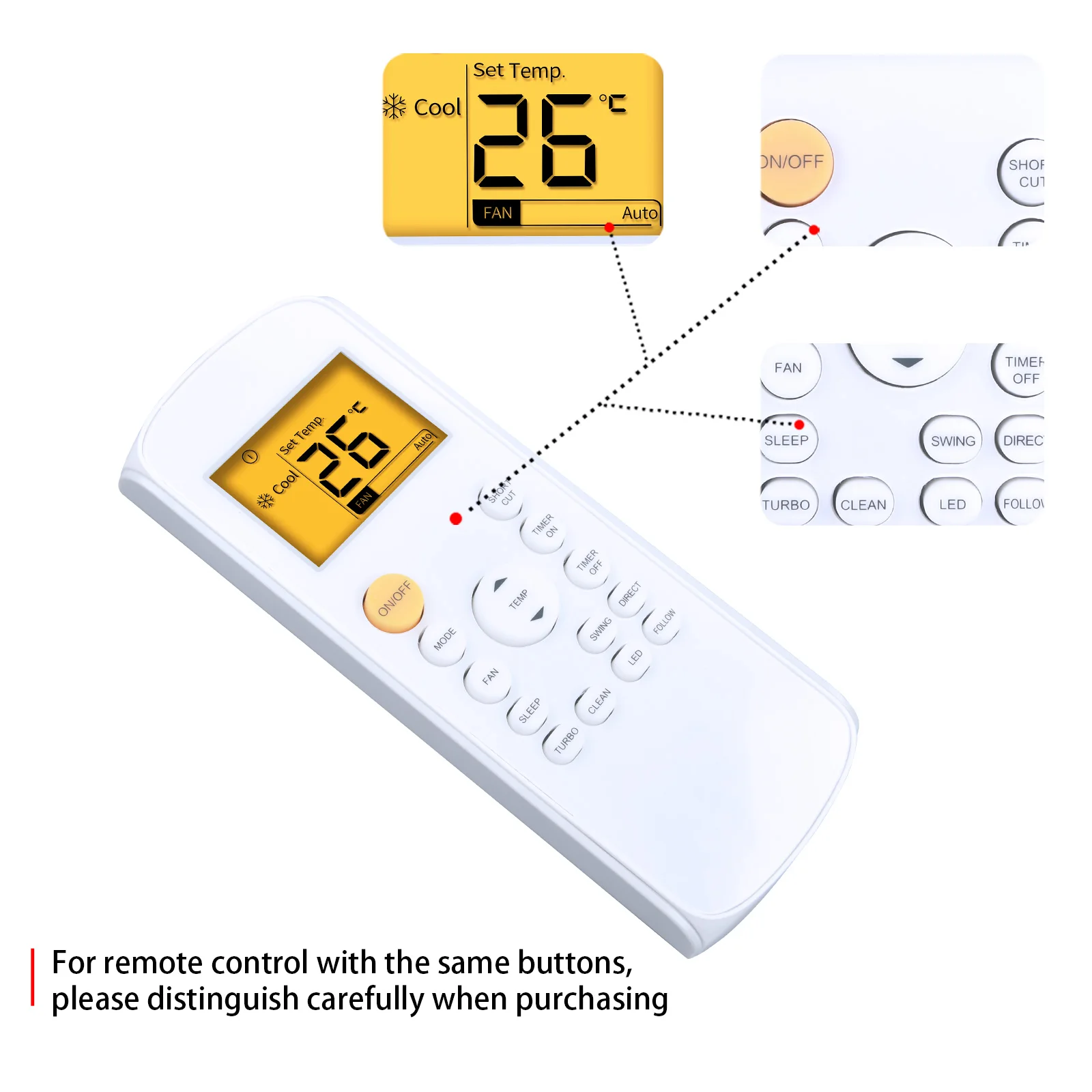 Nuevo RG57A1(B)/BGEF para Control remoto de aire acondicionado Midea con retroiluminación - imagen 5