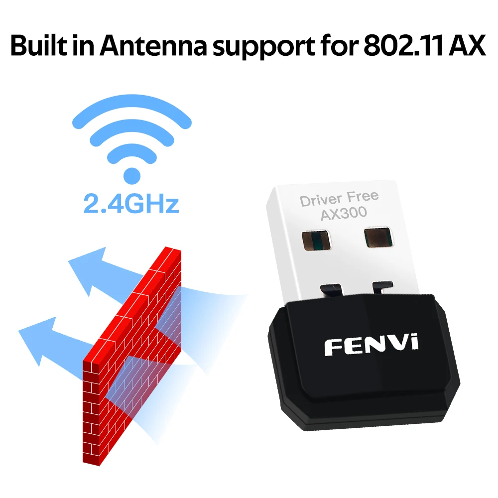 FENVI WIFI 6 adaptador USB AX300 tarjeta de red Mini USB Dongle 2,4 GHz 802.11AX receptor Dongle inalámbrico para Win 7/10/11 unidad gratis - imagen 2
