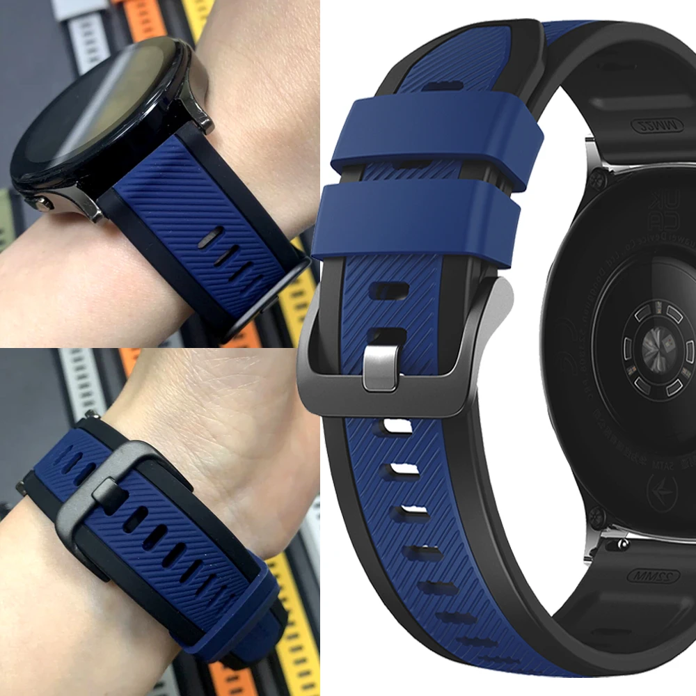 Correa de silicona para reloj inteligente AMAZFIT BALANCE2/BIP 6 5/GTR, pulsera de repuesto para Samsung Galaxy Watch3, correa deportiva de 45mm y 46mm, 22mm - imagen 2