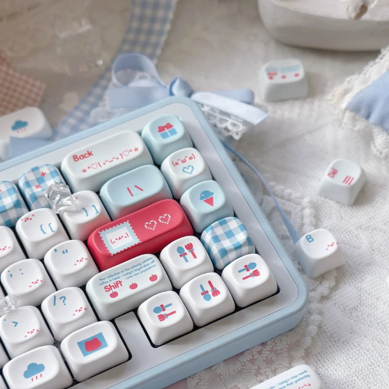 Guoguo Yan texto Keycap Cherry Moa Alice diseño Isol forma entrar clave azul blanco azul rojo Simple rejilla Keycap - imagen 4