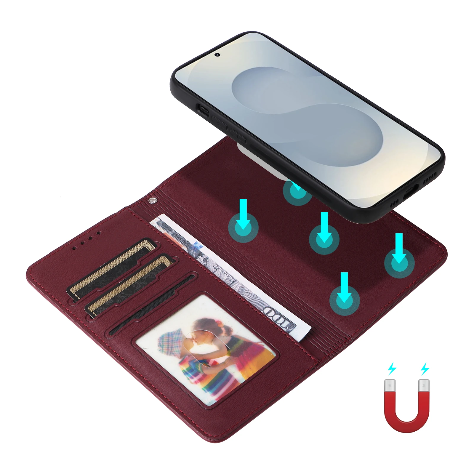 Funda magnética tipo billetera extraíble 2 en 1 para Samsung S25 Ultra S24 Plus S23 S22 A56 A36 A26 A06 A15 A25 A35 A55 Funda de cuero con tapa - imagen 4